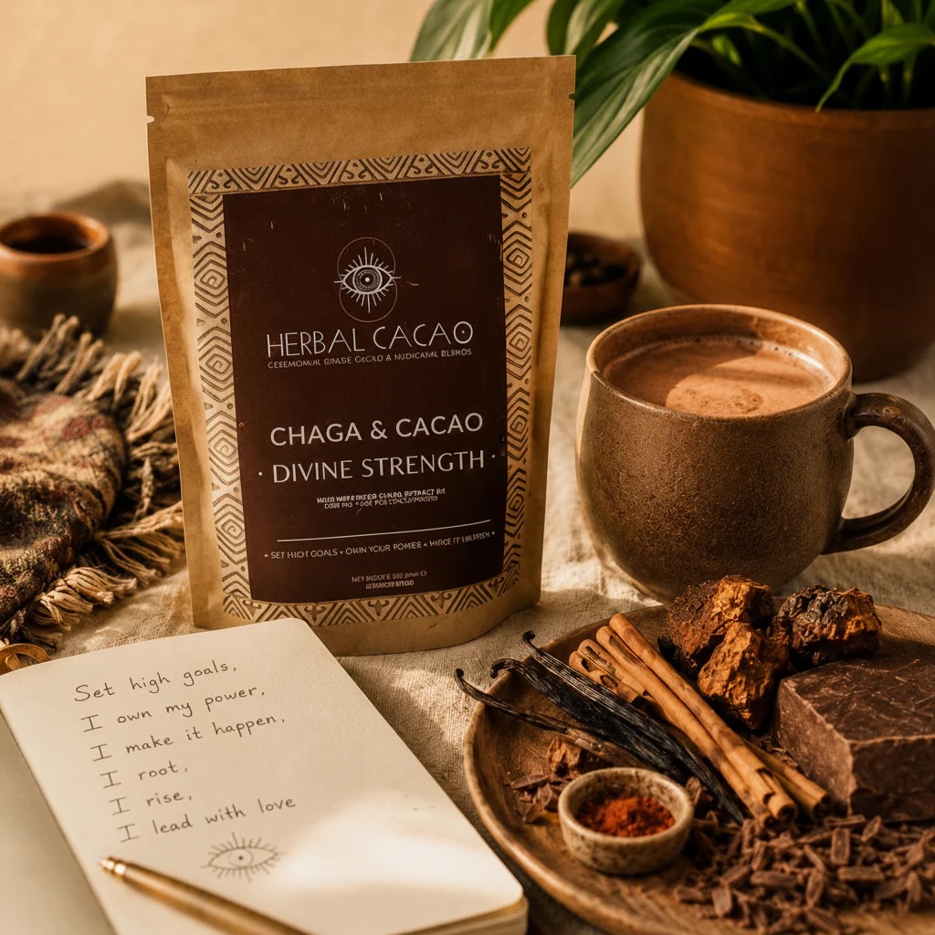 Divine strength (chaga) ceremoniële cacao 100 gram - Afbeelding 3