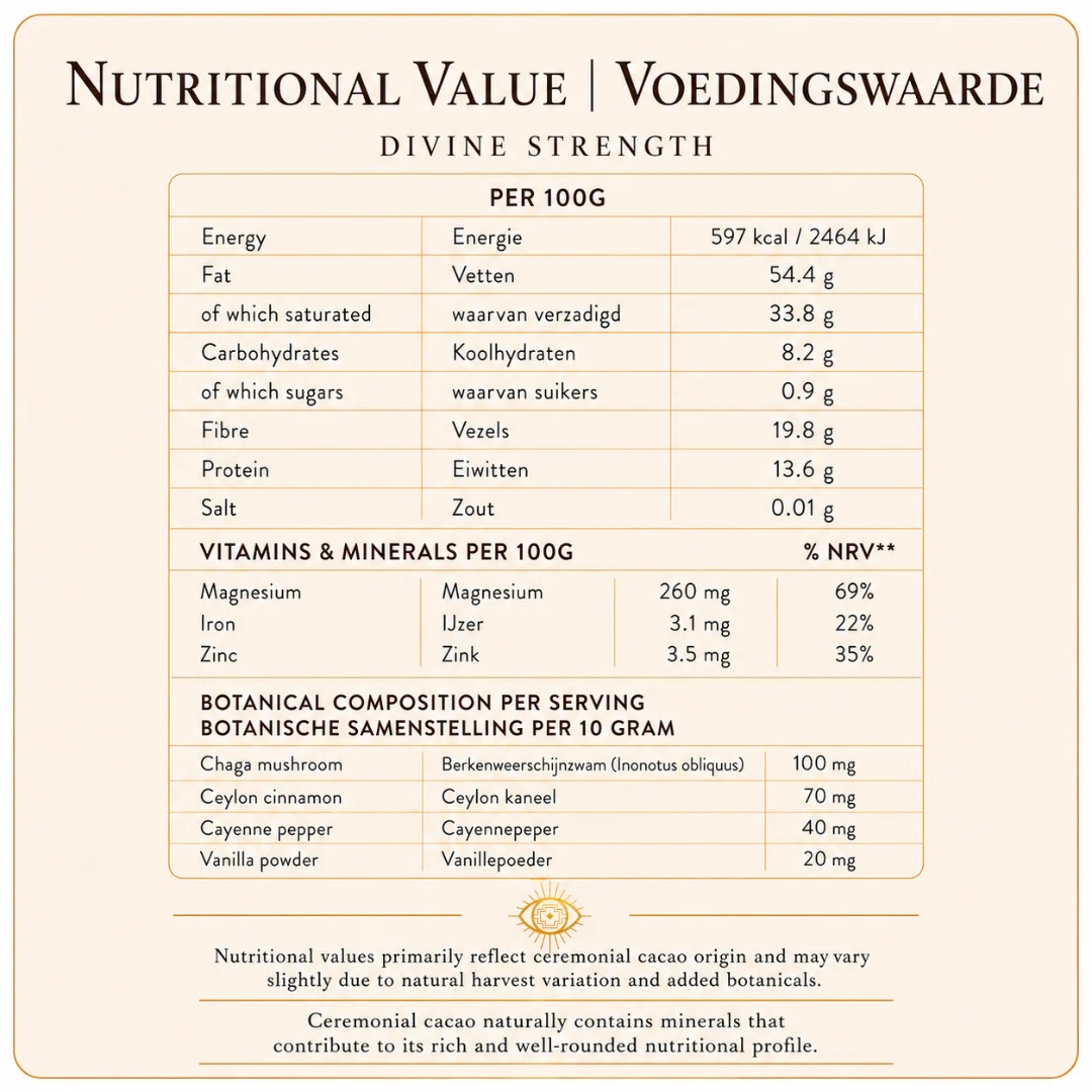 Divine strength (chaga) ceremoniële cacao 100 gram - Afbeelding 4